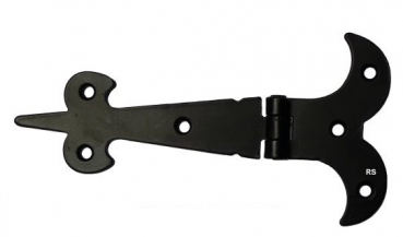 Scharnier #5055 nach historischem Vorbild, Länge 150mm Eisen schwarz mit Schrauben