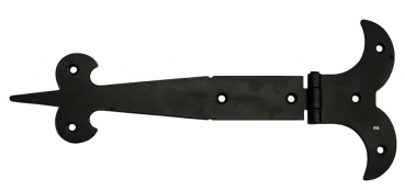 Scharnier #5057 nach historischem Vorbild, Länge 265mm Eisen schwarz mit Schrauben montagefertig