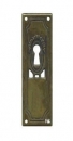 1 Stück Jugendstil Schlüsselschild Serie Stuttgart #7193 gegossen, Optik Messing antik mit Patina