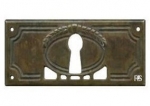 1 Stück Jugendstil Schlüsselschild Serie Stuttgart #7194 gegossen, Optik Messing antik mit Patina