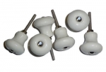 6 Stück Porzellanknöpfe #6002N, Durchmesser 32mm, mit Nickel Zierschrauben